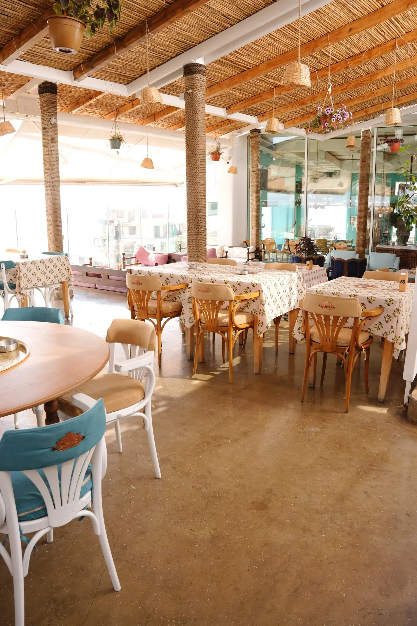 The Raouche dining room in the afternoon light, Al Falamanki Raouche